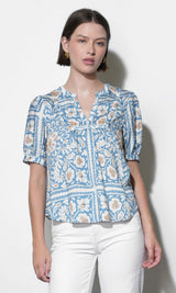 Charlotte Split Neck Elbow Sleeve Top