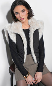 Clara Faux Fur Lined Padded Zip Up Vest