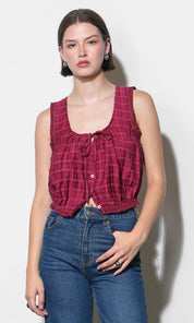 Clara Textured Eyelet Detail Bubble Hem Top