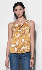 Eliza Cowl Neck Halter Top With Buckle