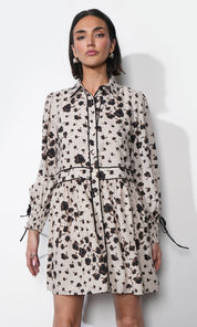 Elsa Button Down Mini Dress w/ Piping