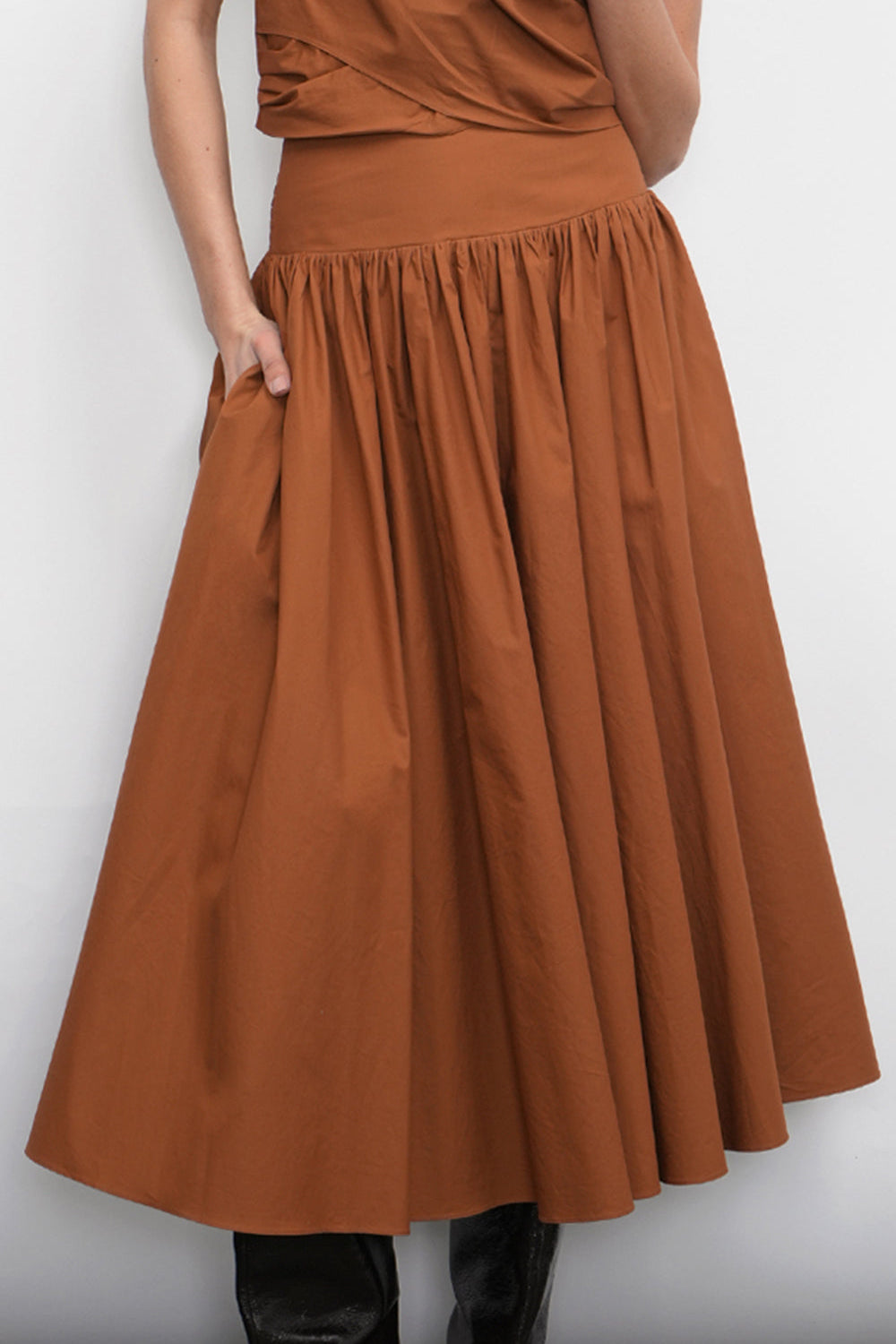 Etienne Smocked Waist Gathered Midi Skirt