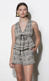 Evelyn Sleeveless Neck Drawstring Top