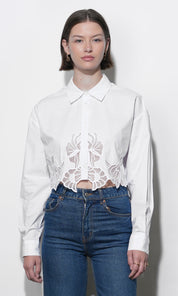 Finley Embroidered Hem Button Up Shirt