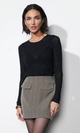 Freya Sheer Textured Mesh Long Sleeve Top