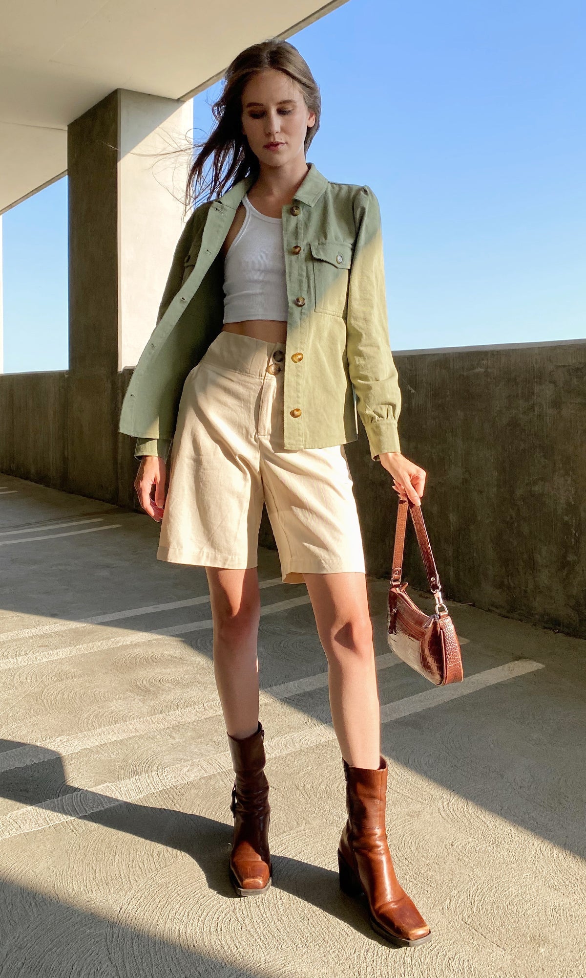 Alexia Cotton Twill Puff Sleeve Shirt Jacket