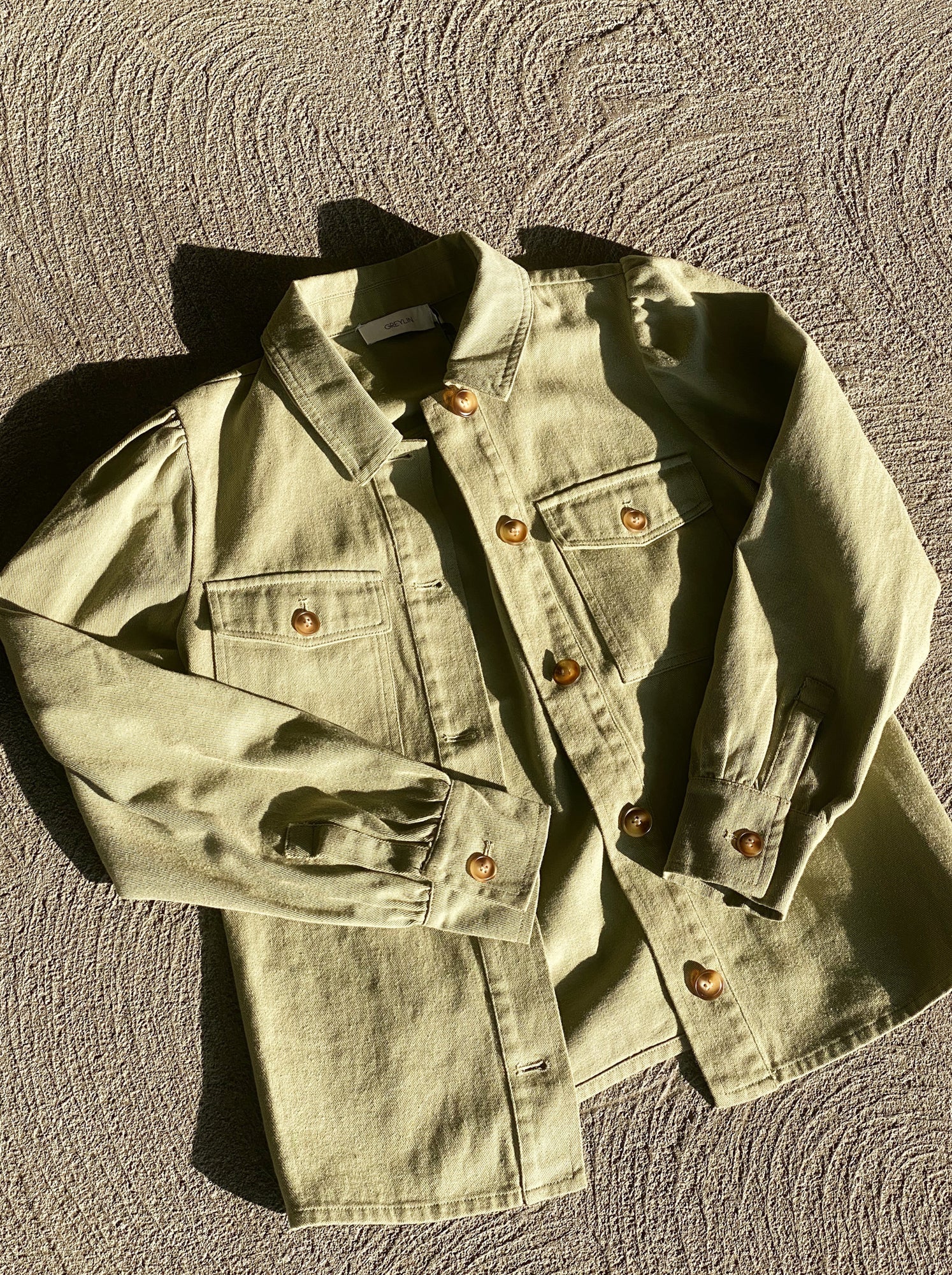 Alexia Cotton Twill Puff Sleeve Shirt Jacket