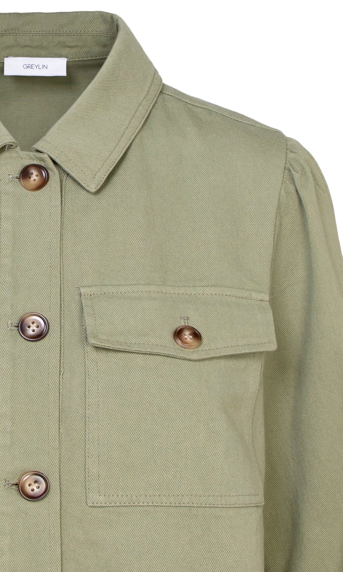 Alexia Cotton Twill Puff Sleeve Shirt Jacket