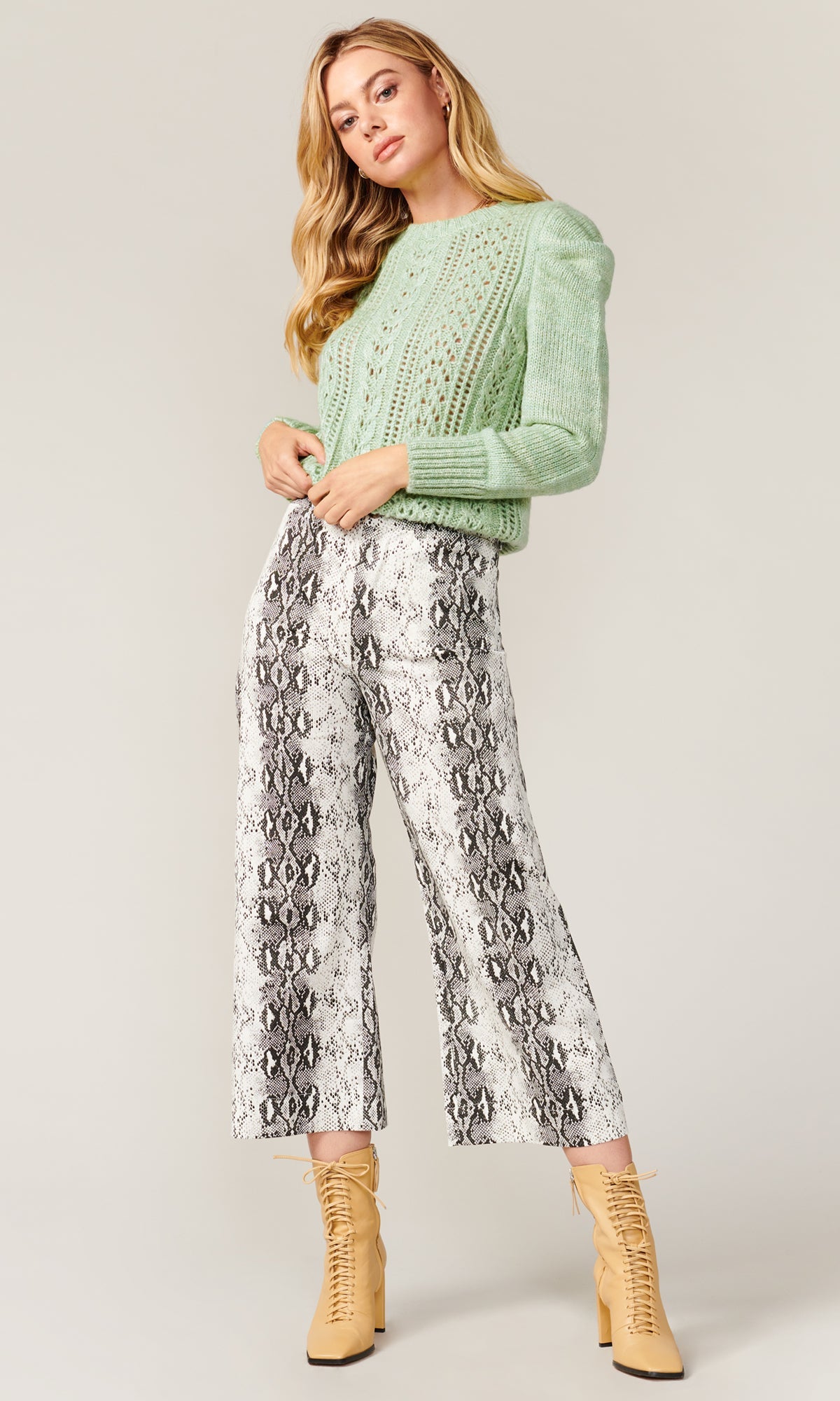 Thea Pointelle Crew Neck Sweater