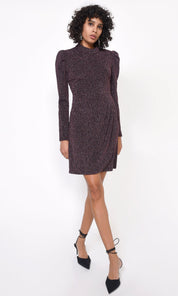 Jackie Metallic Knit Mock Neck Dress