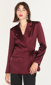 Glenda Satin Side Tie Blazer
