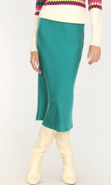 Athena Sateen Bias Cut Midi Skirt