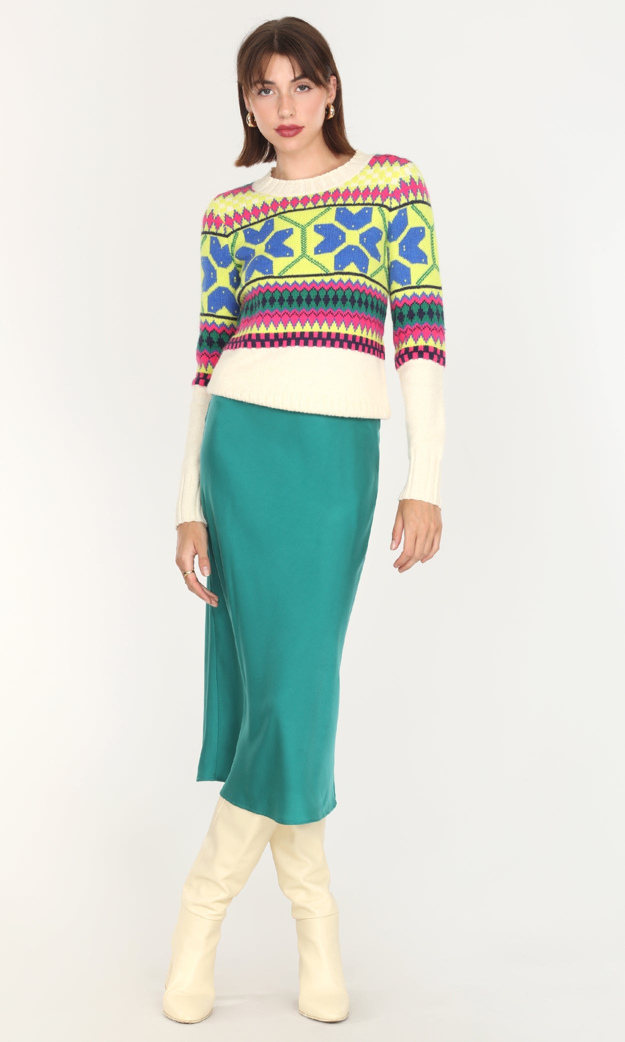 Athena Sateen Bias Cut Midi Skirt