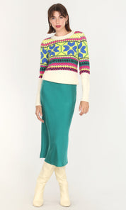 Athena Sateen Bias Cut Midi Skirt