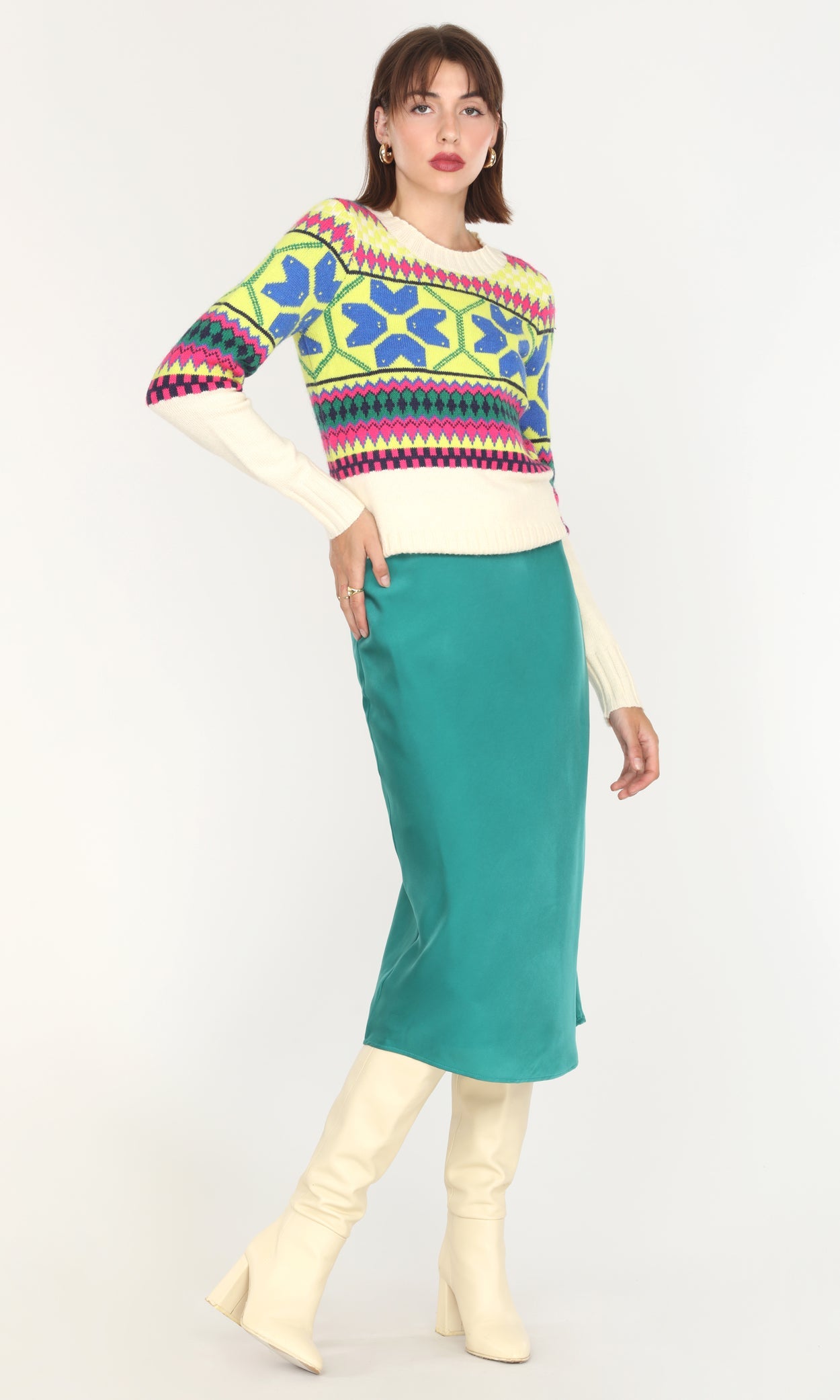 Athena Sateen Bias Cut Midi Skirt