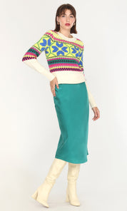 Athena Sateen Bias Cut Midi Skirt