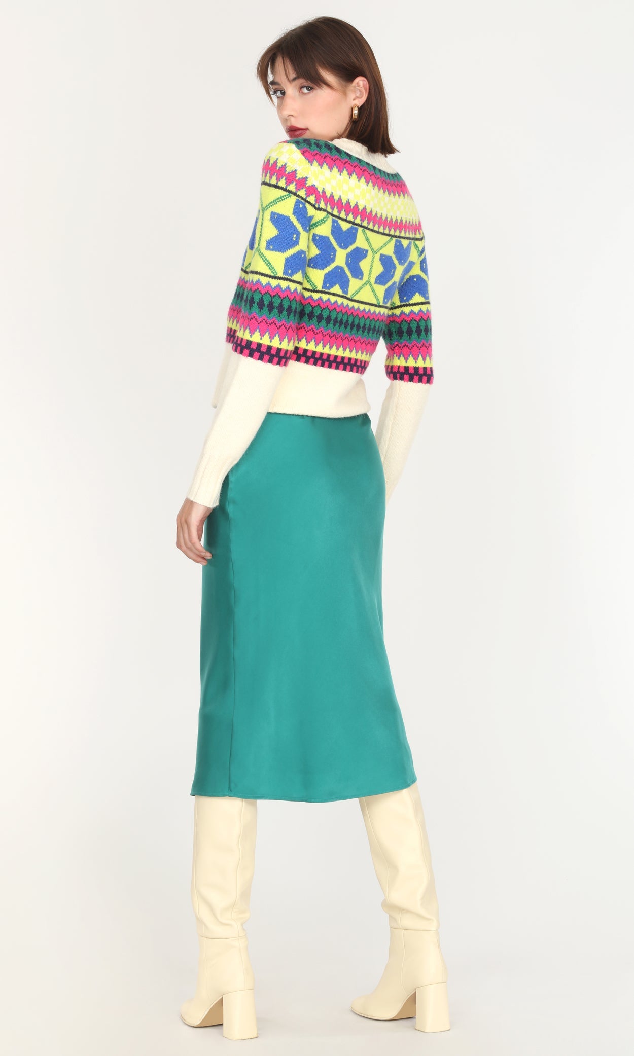 Athena Sateen Bias Cut Midi Skirt