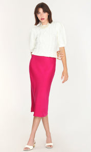 Athena Sateen Bias Cut Midi Skirt