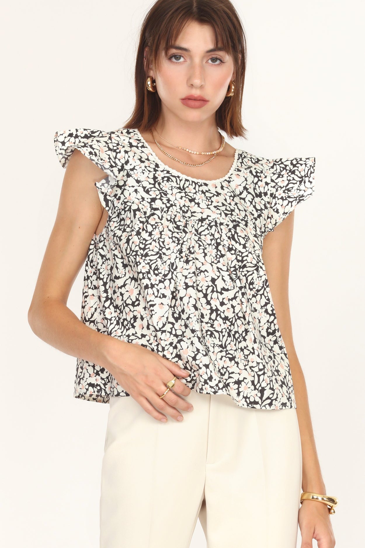 Bea Poplin Ruffled Top