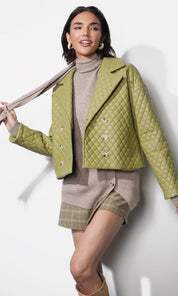 Sandra Quilted Vegan Leather Jacket