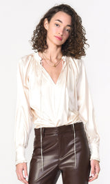 Larissa Wide Cuff Sateen Blouse