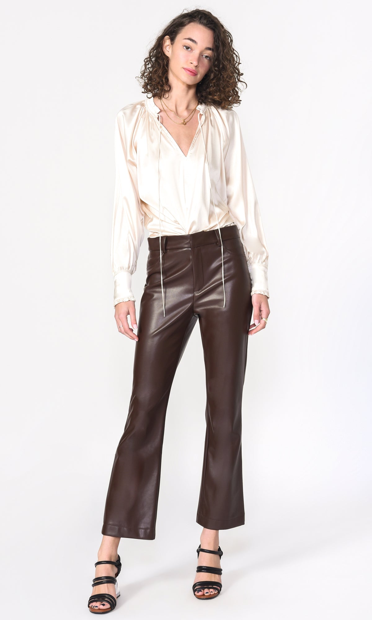 Larissa Wide Cuff Sateen Blouse