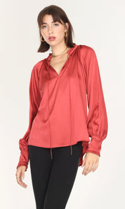 Larissa Wide Cuff Sateen Blouse
