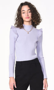 Freda Rib Knit Ruffled Top