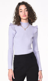 Freda Rib Knit Ruffled Top