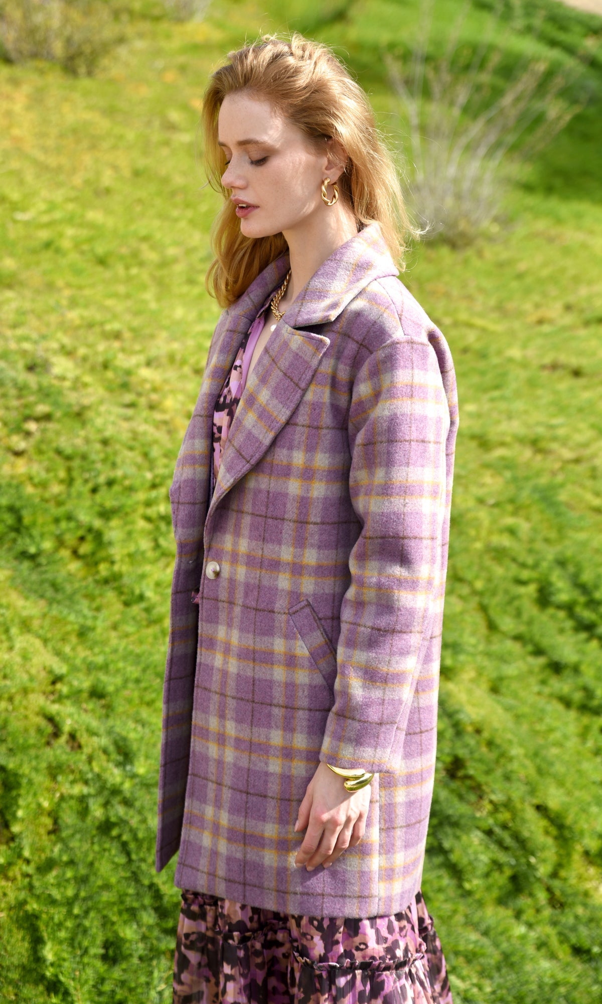 Tanya Wide Lapel Check Coat