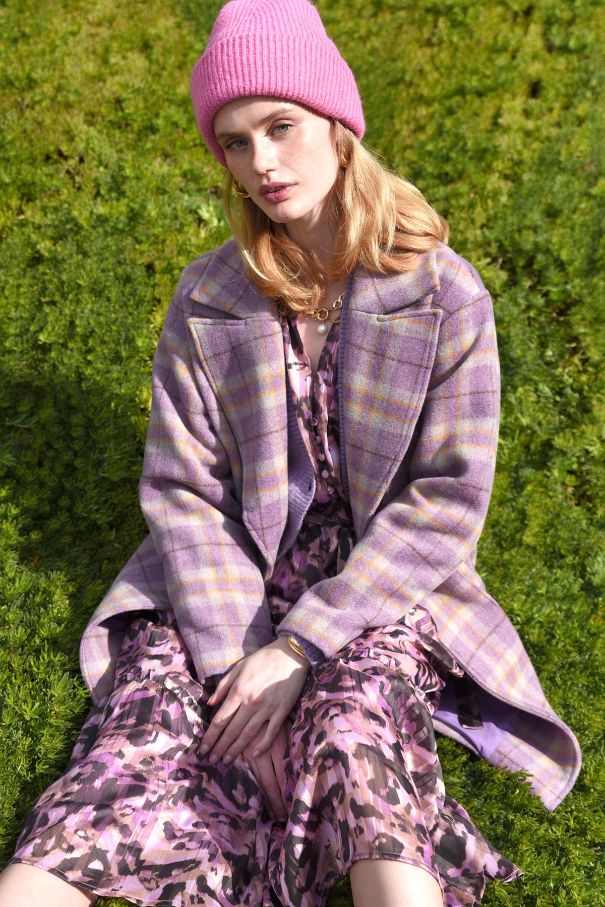 Tanya Wide Lapel Check Coat