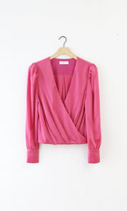 Lourdes Wrap Front Cuffed Blouse