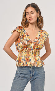 Cladela Ruffled Peplum Top