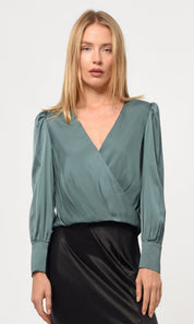 Lourdes Wrap Front Cuffed Blouse