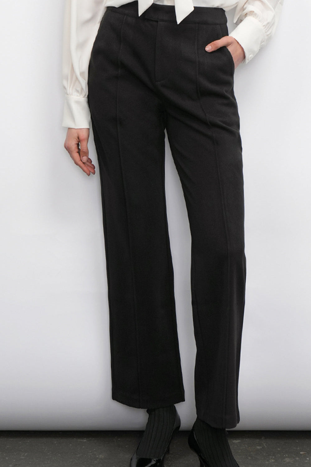 Augustine Brushed High Waist Straight Trouser