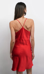 Lune Cowl Neck Cross Strap Mini Dress