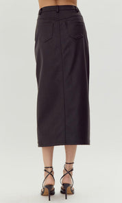 Kaia Vegan Leather Midi Skirt