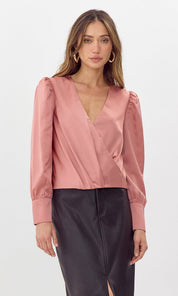 Lourdes Wrap Front Cuffed Blouse