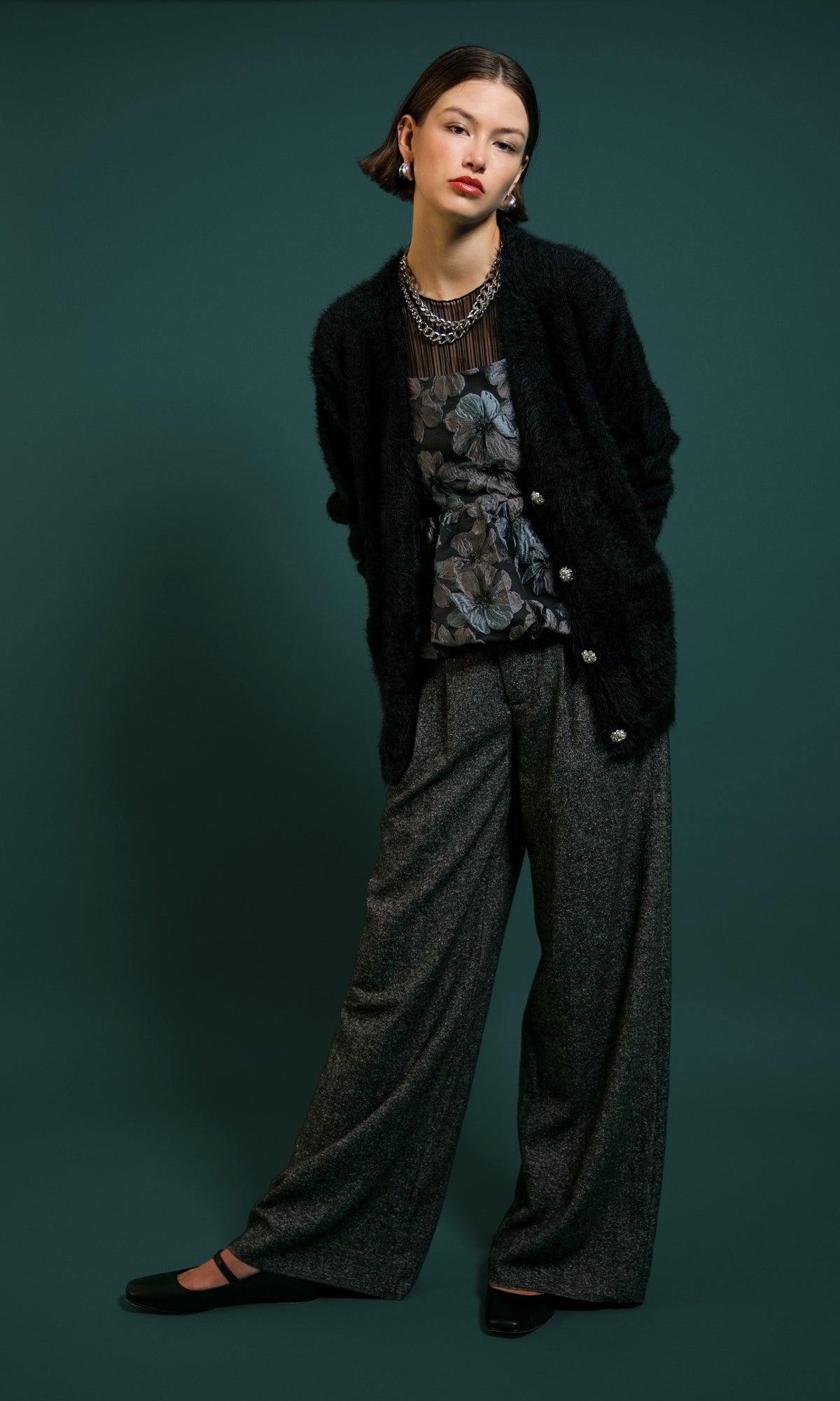 Mavis Jeweled Bow Embellished Knit Sweater Cardigan