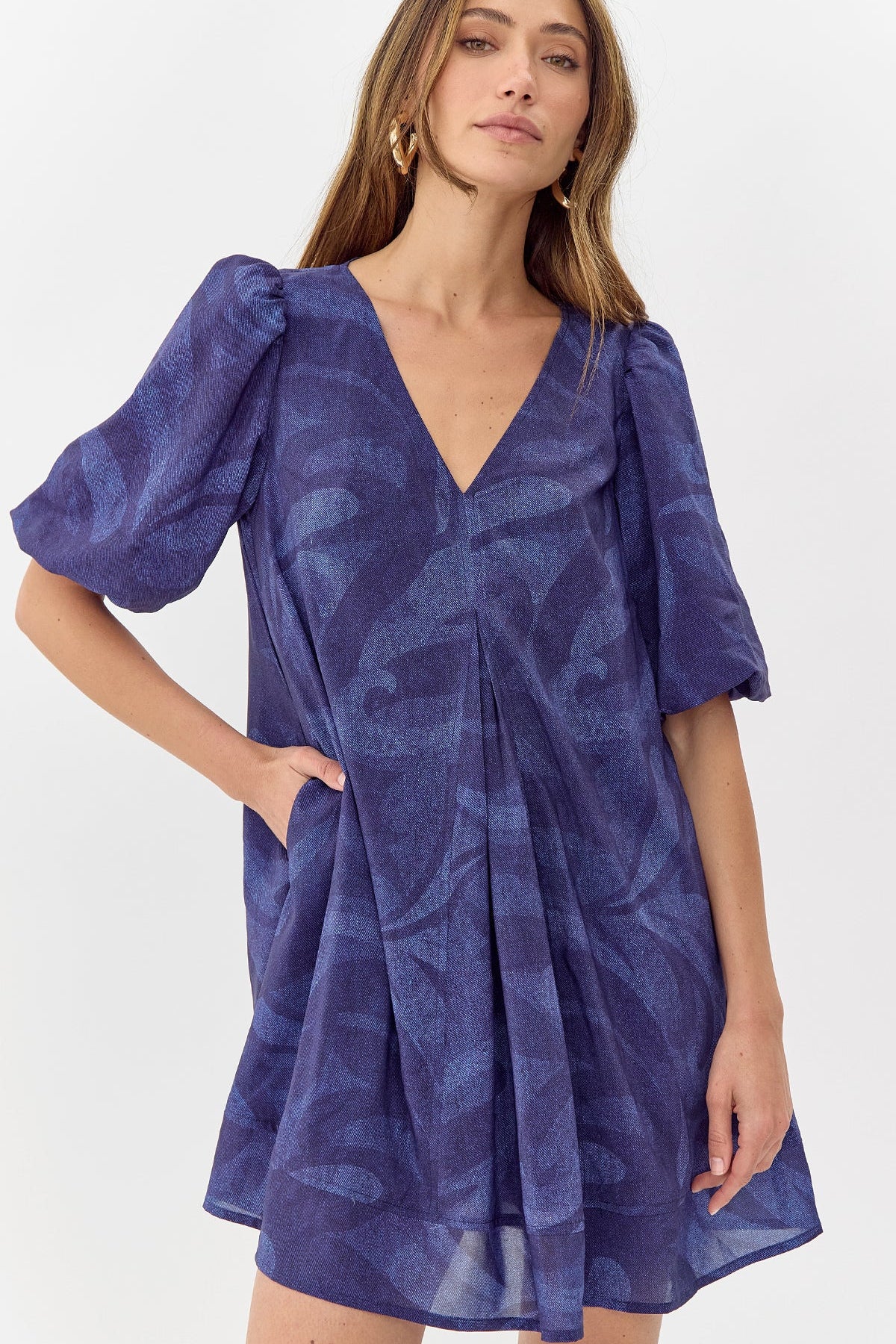 Polly Printed Puff Sleeve Mini Dress