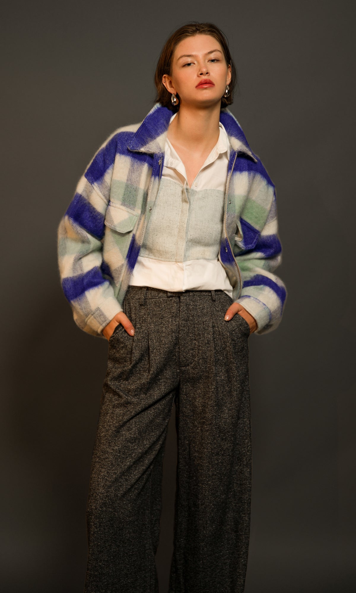 Peyton Plaid Cozy Knit Jacket