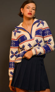 Nixie Collard Ribbed Knit Sweater