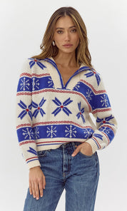Nixie Collard Ribbed Knit Sweater