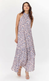 Carina Printed Halter Tiered Maxi Dress