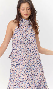 Carina Printed Halter Tiered Maxi Dress
