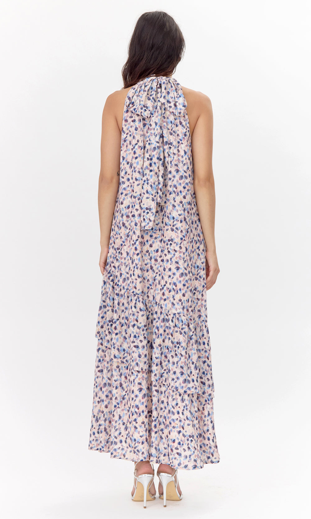 Carina Printed Halter Tiered Maxi Dress