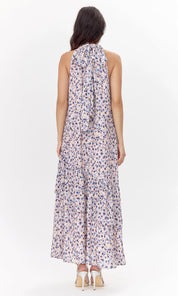 Carina Printed Halter Tiered Maxi Dress