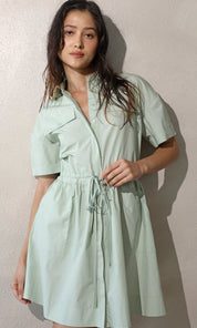 Rita Poplin Waist Tie Shirt Dress