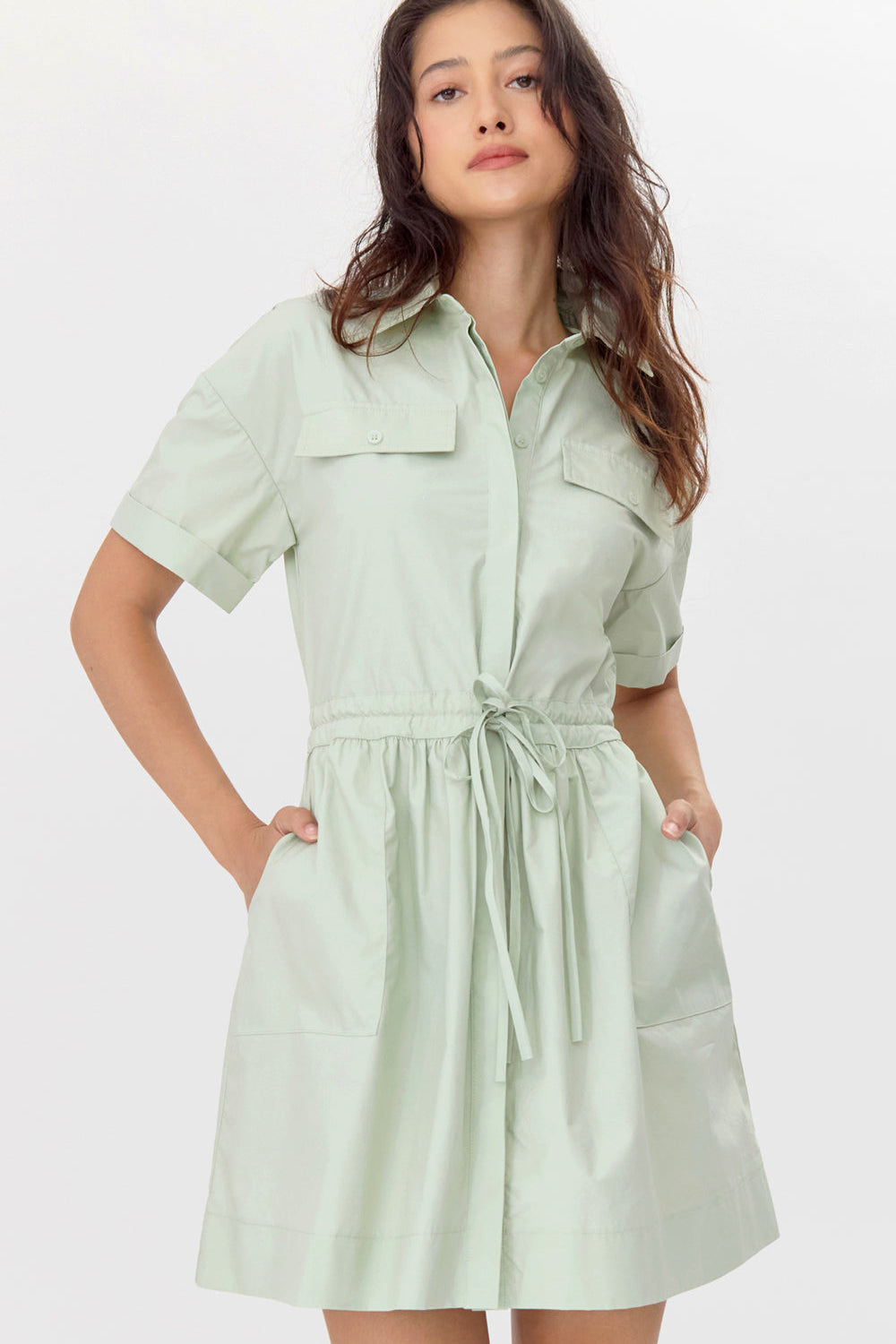 Rita Poplin Waist Tie Shirt Dress