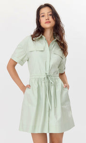 Rita Poplin Waist Tie Shirt Dress